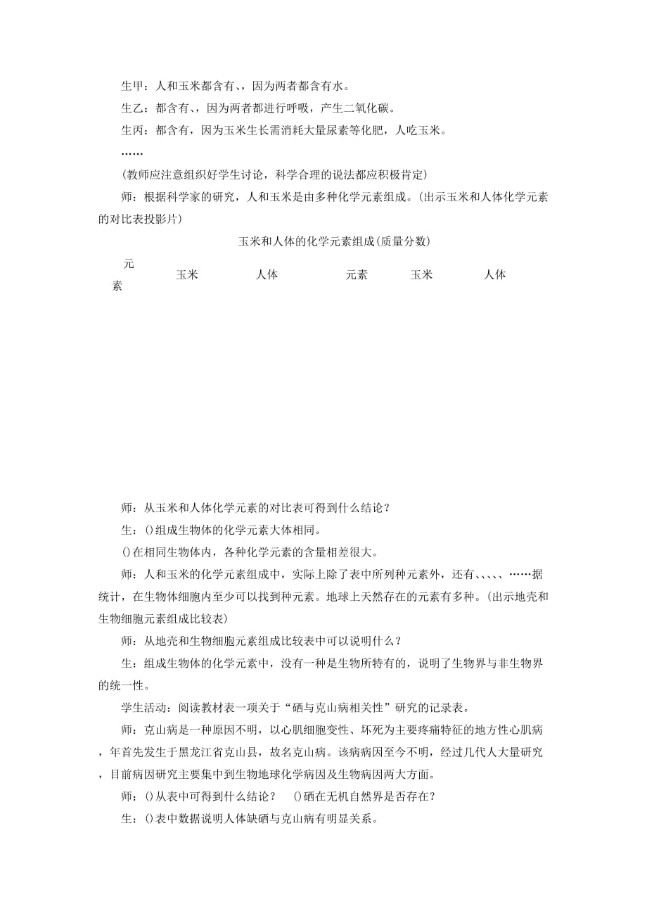 《组成细胞的原子和分子》教学案2_第2页