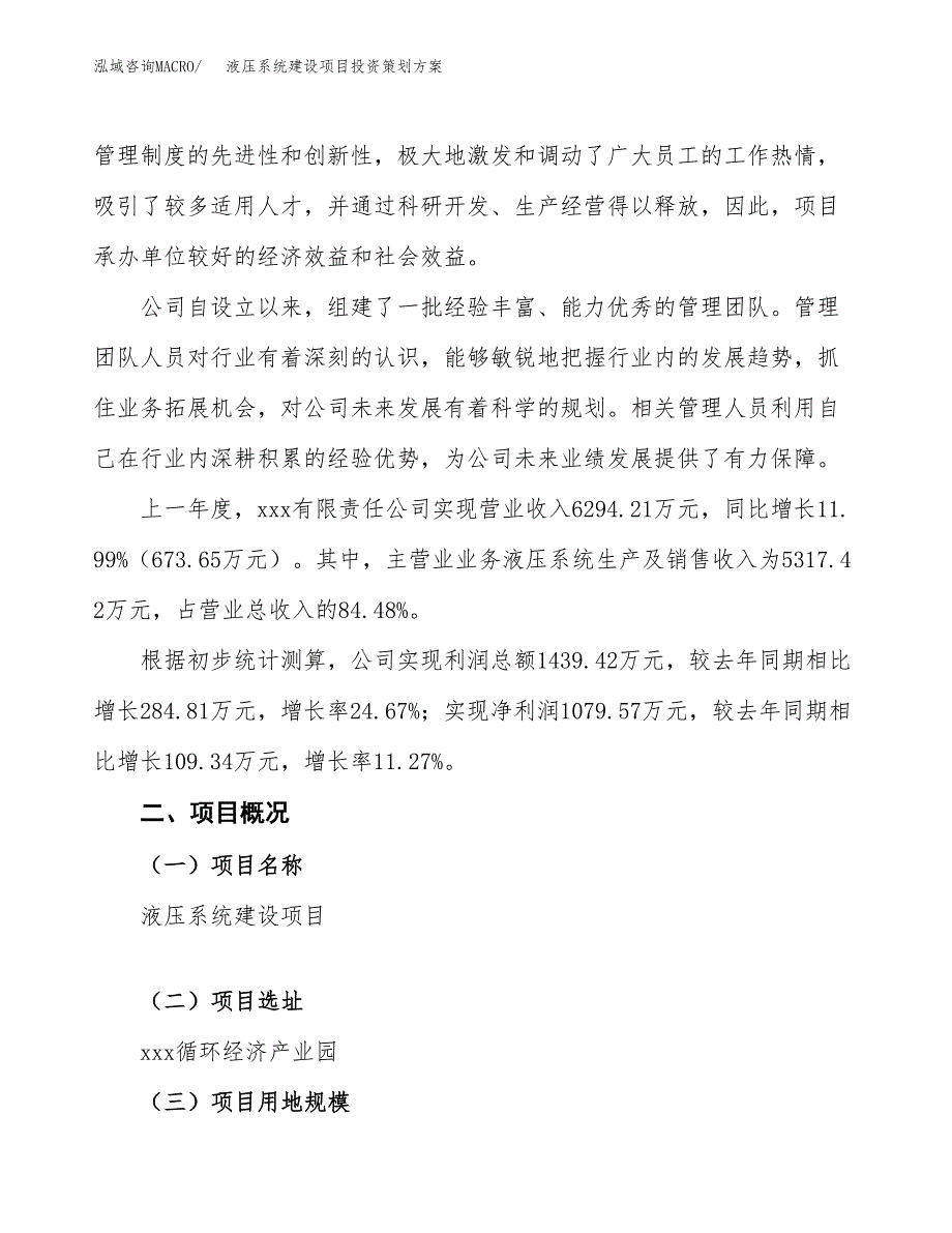 液压系统建设项目投资策划方案.docx_第2页