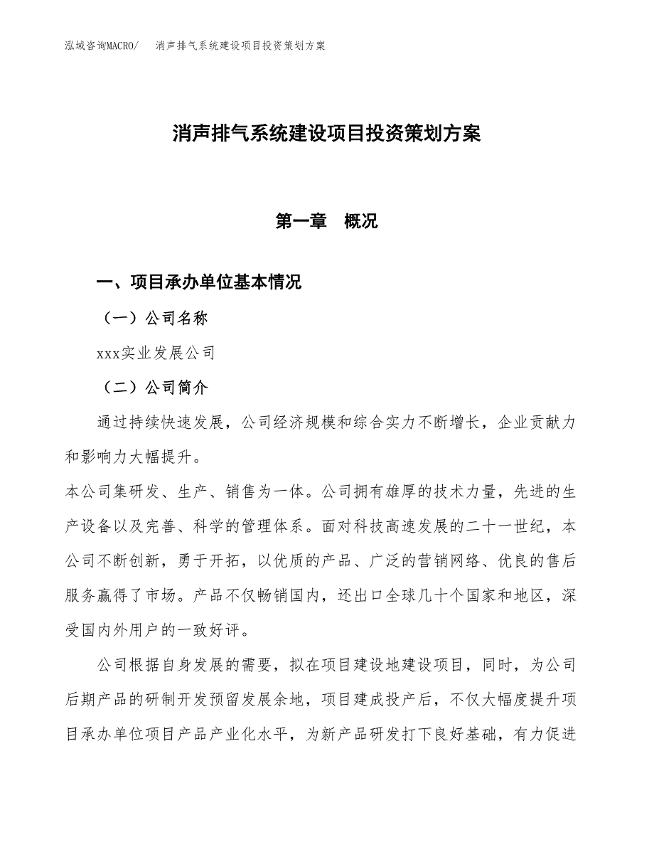 消声排气系统建设项目投资策划方案.docx_第1页