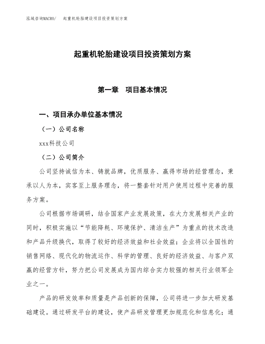 起重机轮胎建设项目投资策划方案.docx_第1页