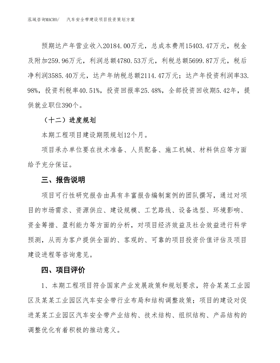 汽车安全带建设项目投资策划方案.docx_第4页