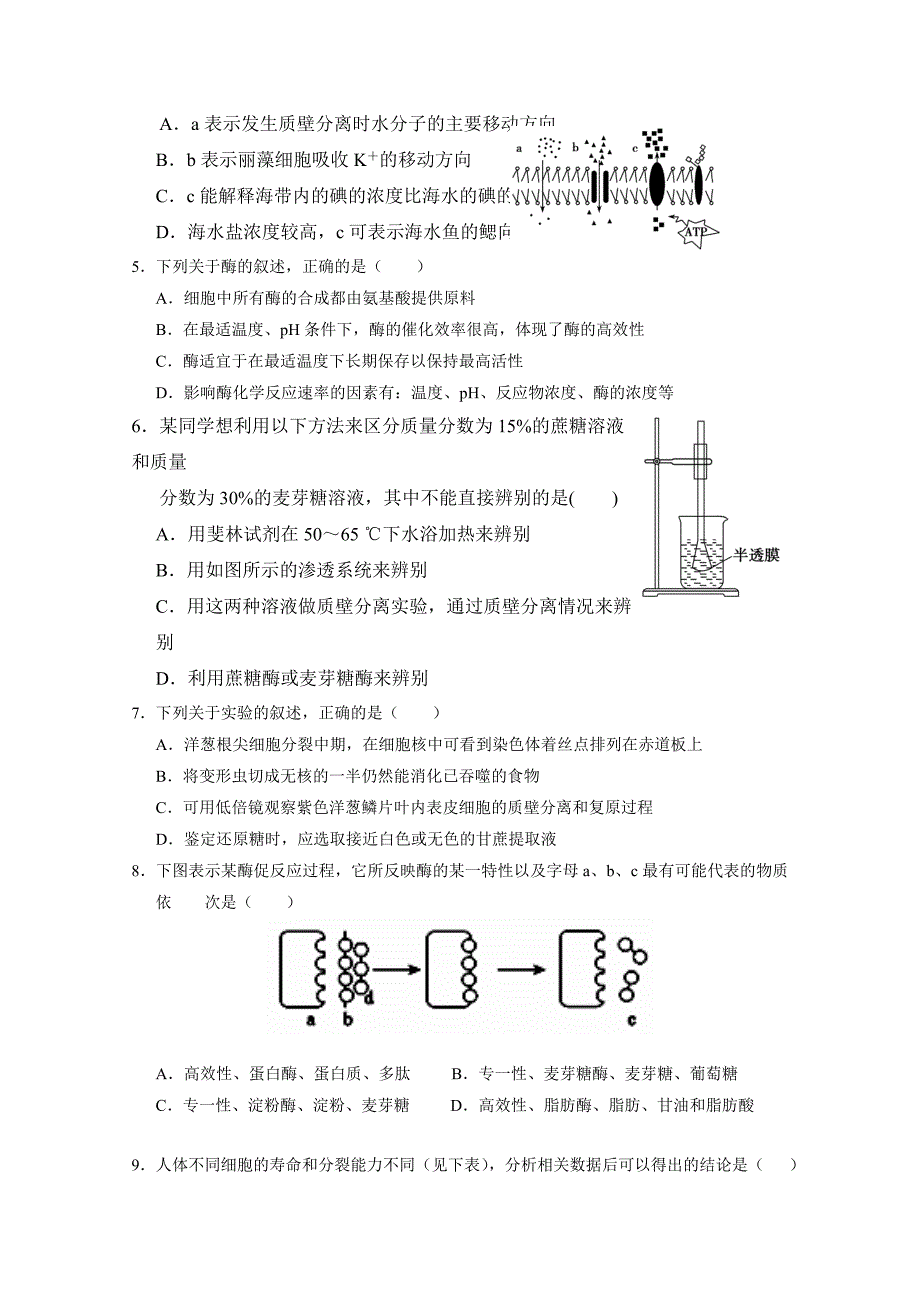 湖北省孝感市高级中学2014年高一下学期期中考试生物（理）试卷_第2页