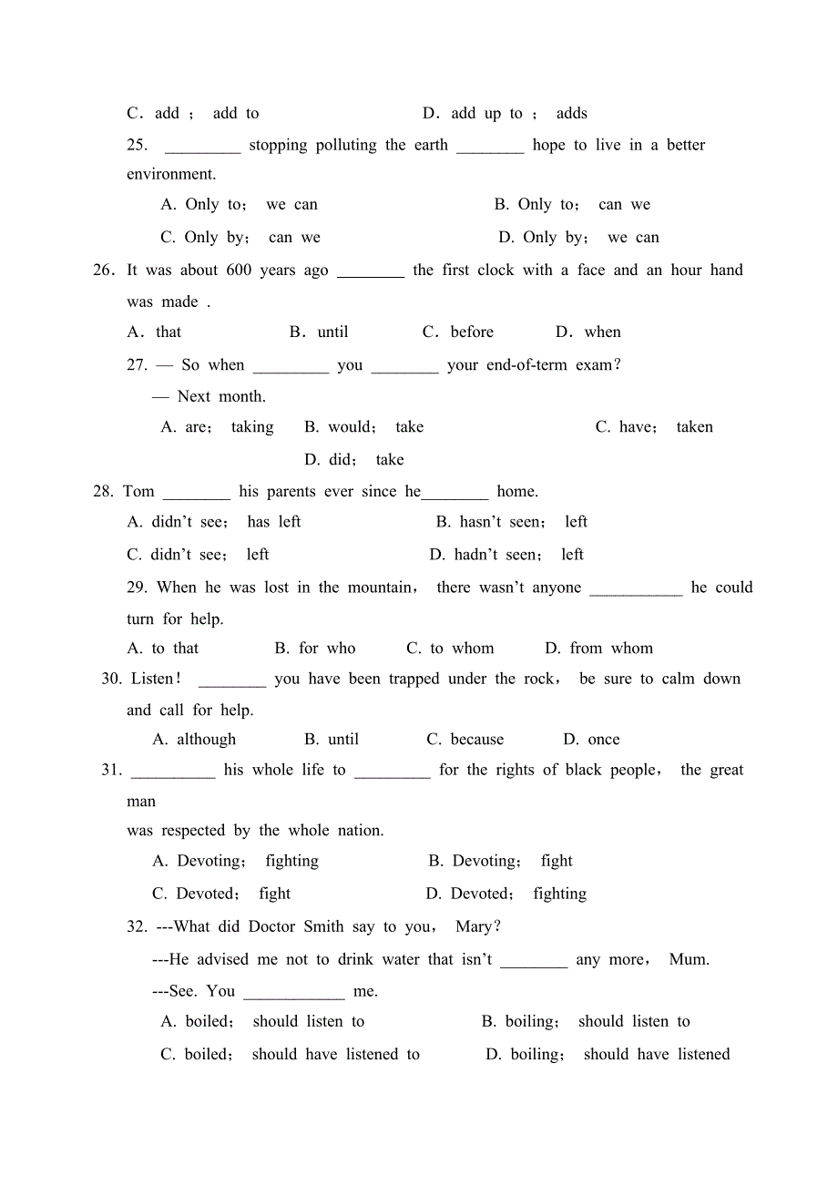 河北省秦皇岛市实验中学2014-2015学年高一上学期第二次阶段考试英语试题_第4页