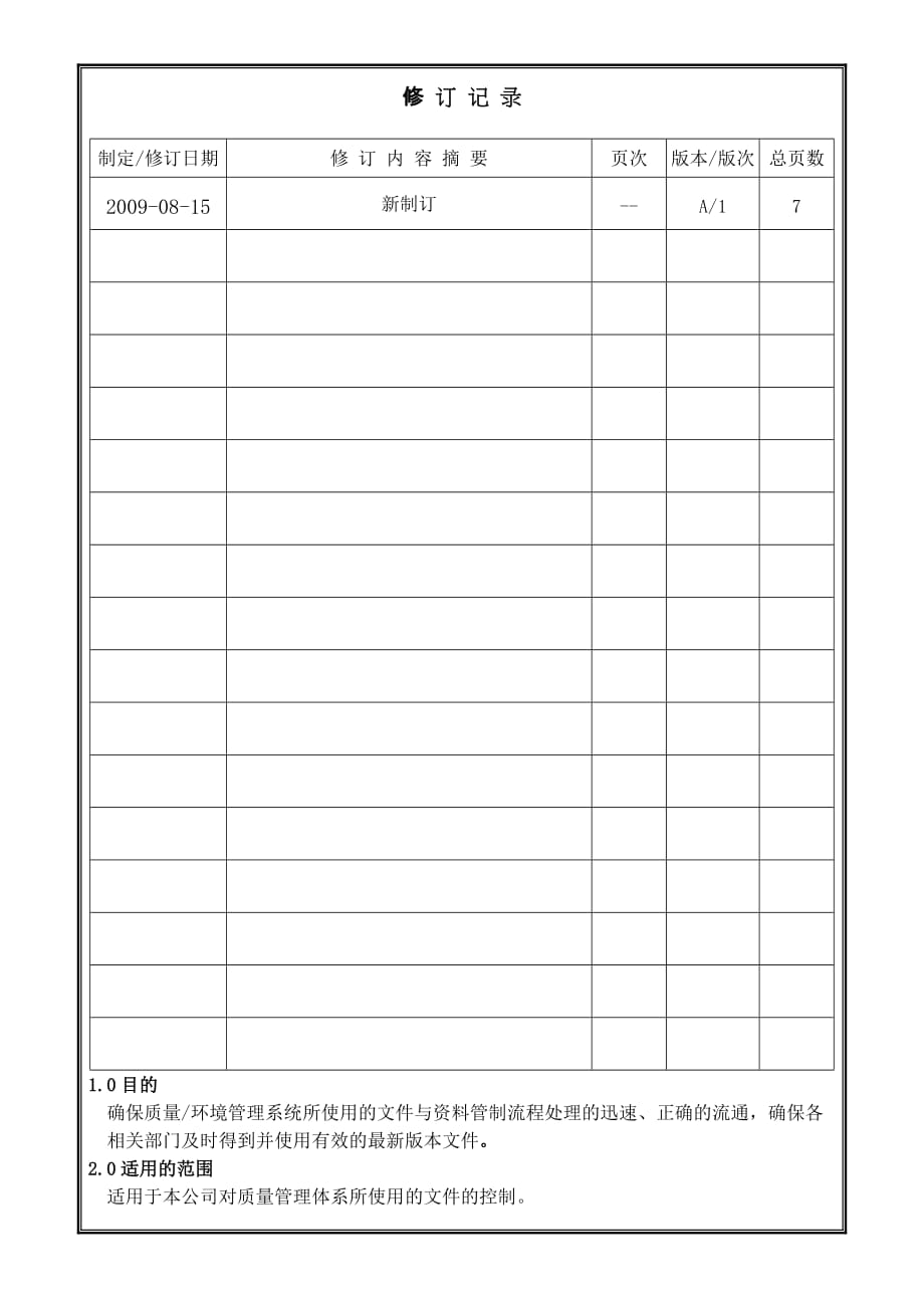 某电子公司文件与资料控制程序_第2页