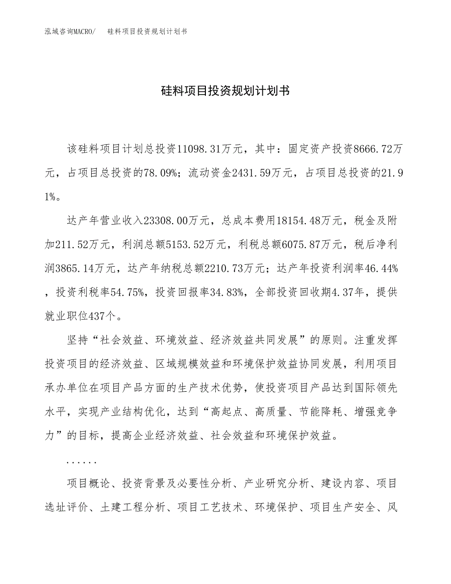 硅料项目投资规划计划书.docx_第1页