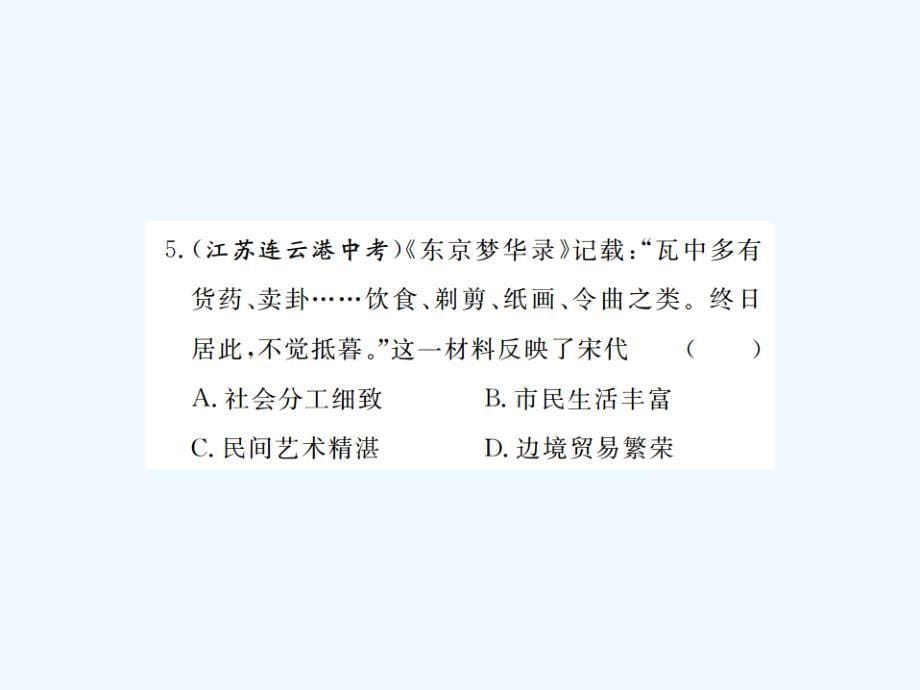 《宋元时期的商业都市与市民生活》习题课件_第5页