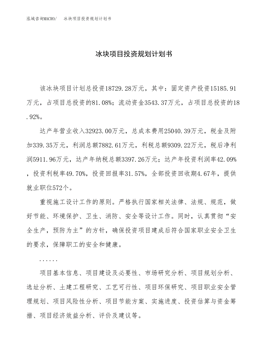 冰块项目投资规划计划书.docx_第1页