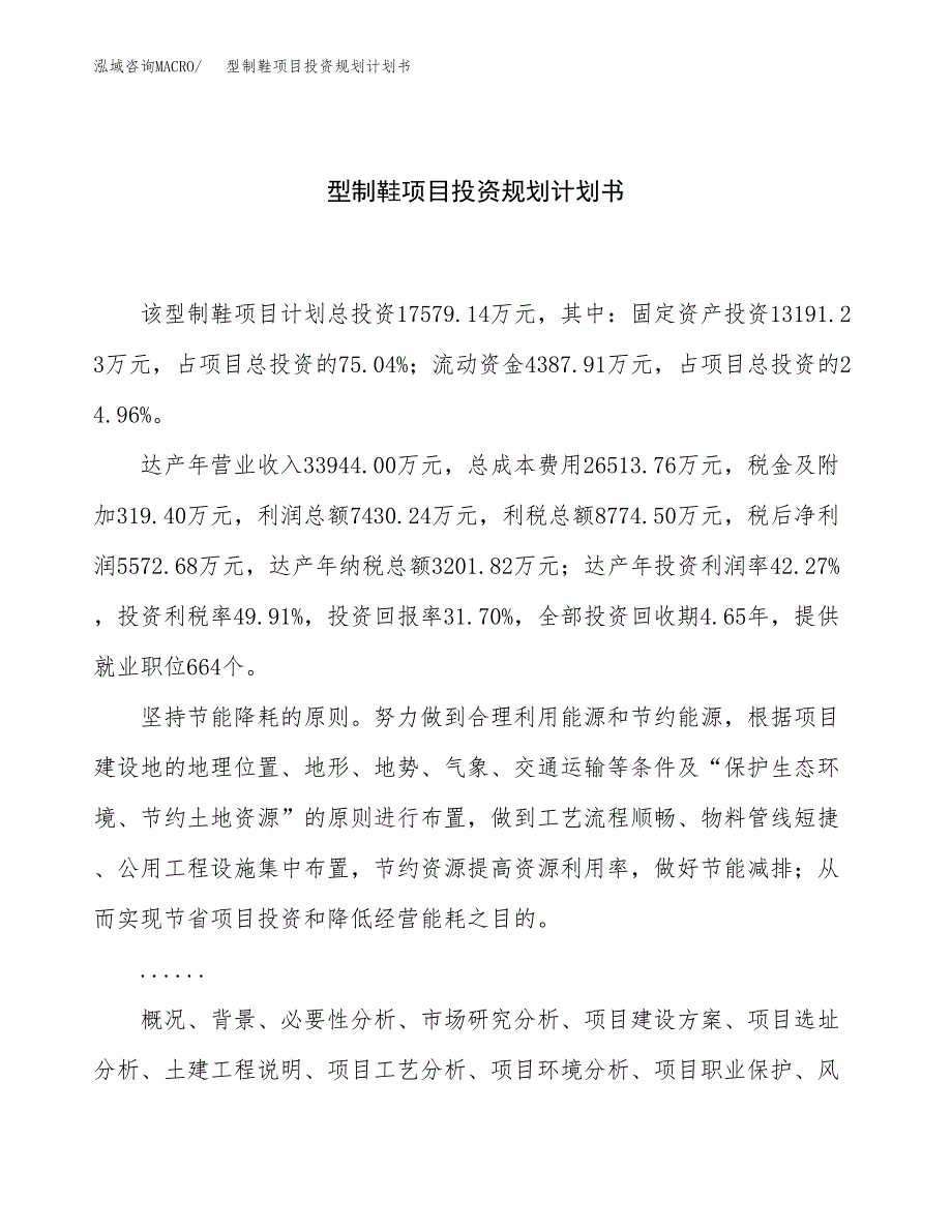 型制鞋项目投资规划计划书.docx_第1页