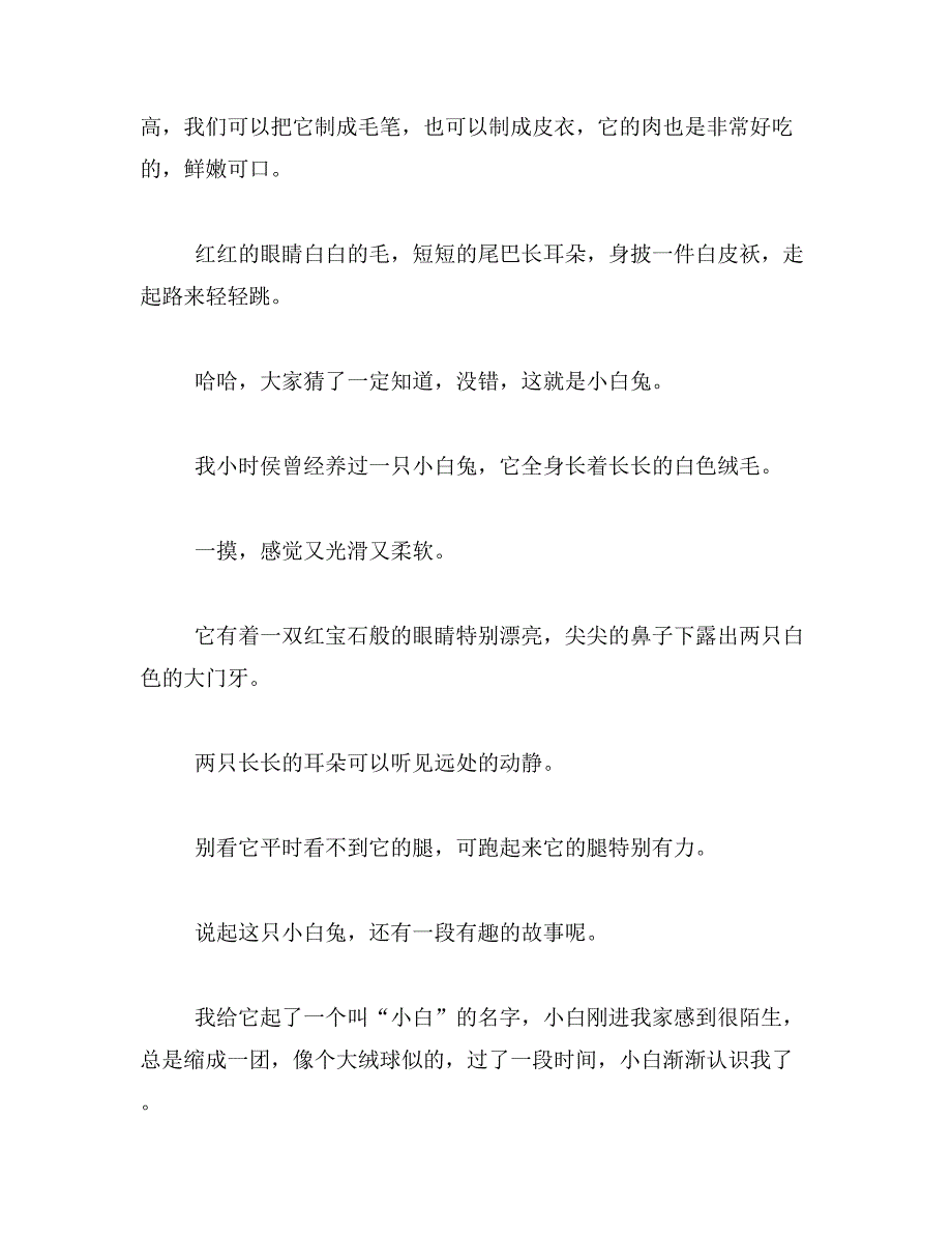 介绍可爱的小白兔的说明文400字全国最好的范文_第2页