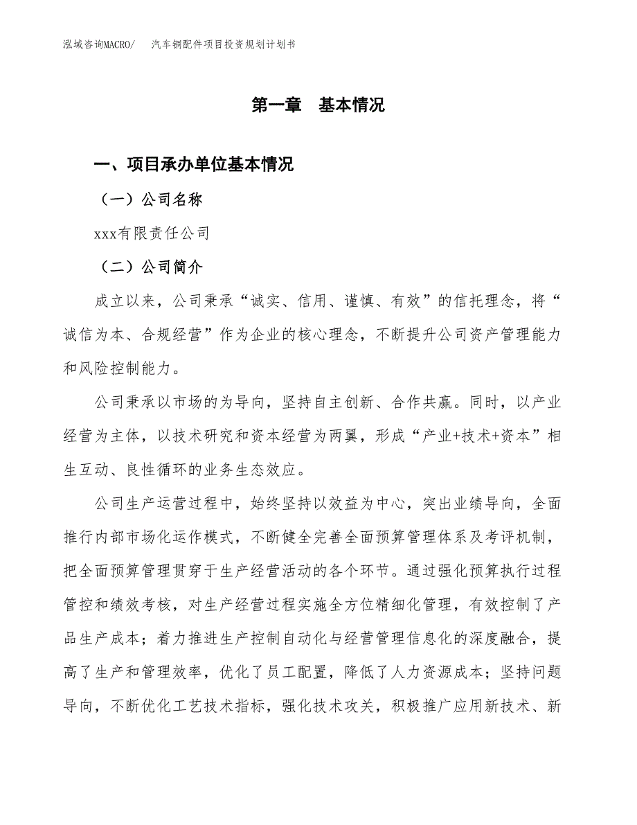 汽车铜配件项目投资规划计划书.docx_第2页