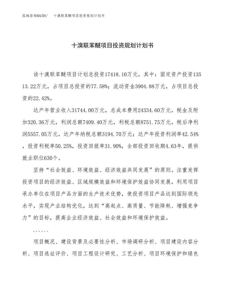 十溴联苯醚项目投资规划计划书.docx_第1页