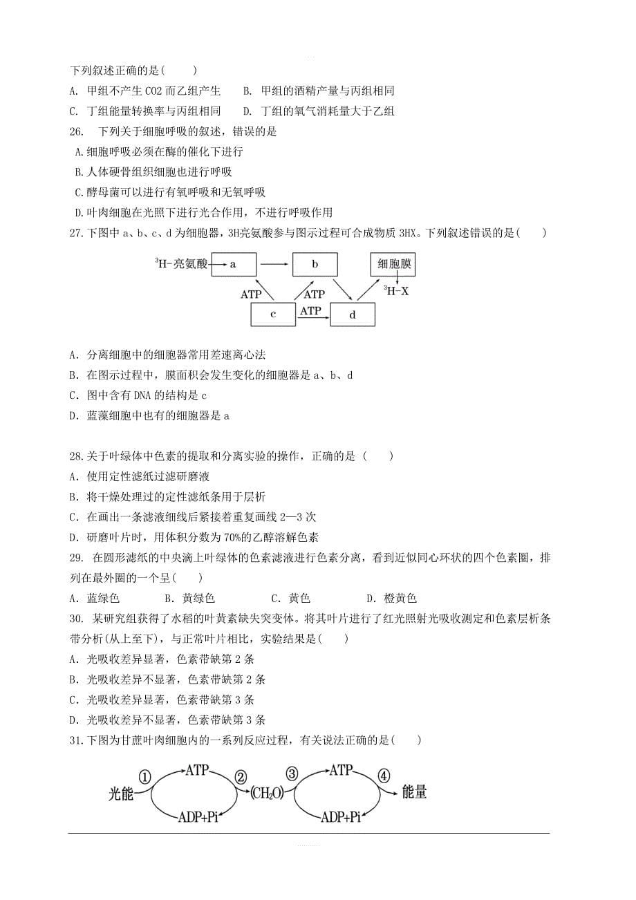 福建省华安县第一中学2018-2019学年高二下学期期末考试 生物 含答案_第5页