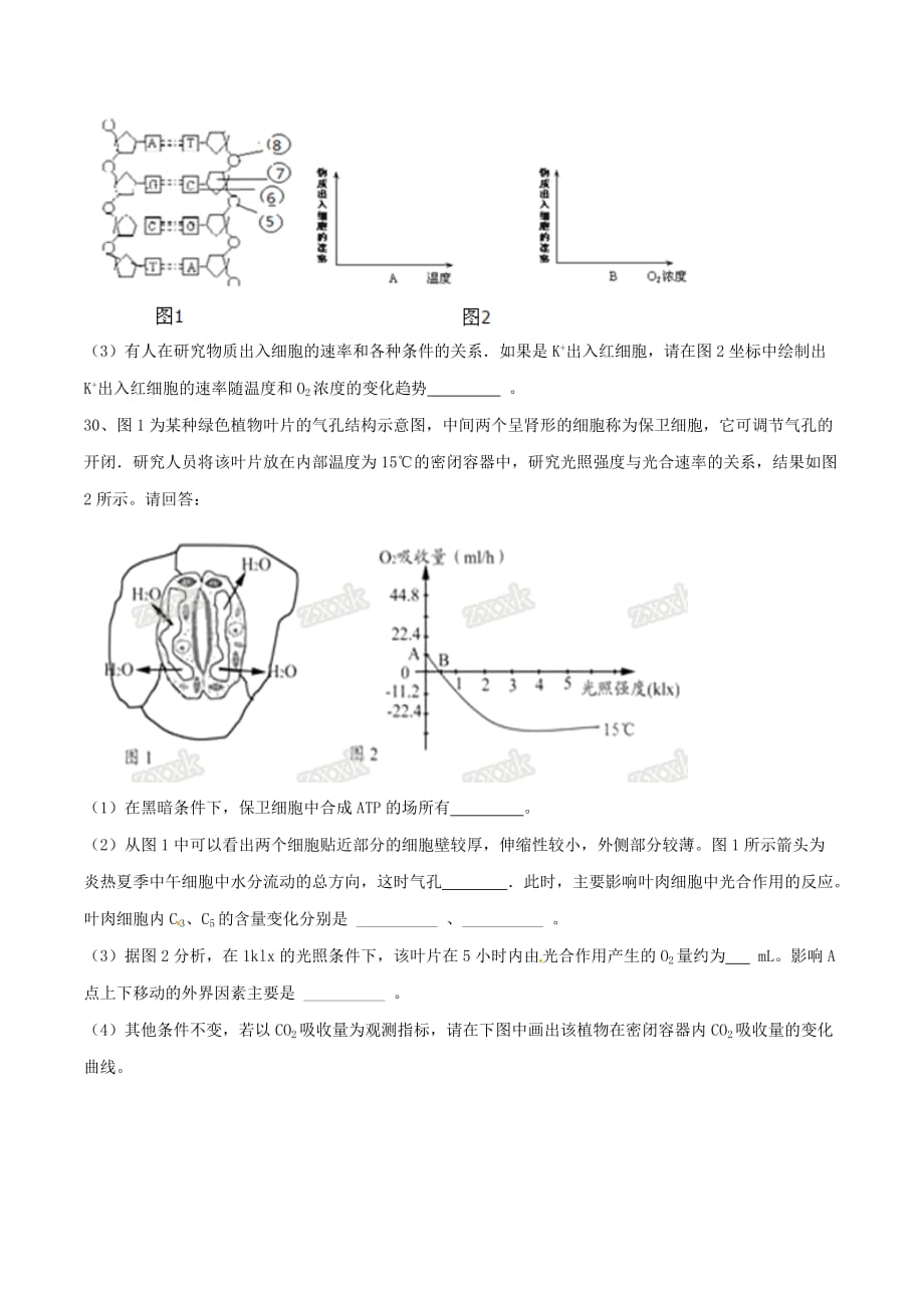 甘肃省2016届高三上学期第四次月考理综生物试题解析（原卷版）_第3页