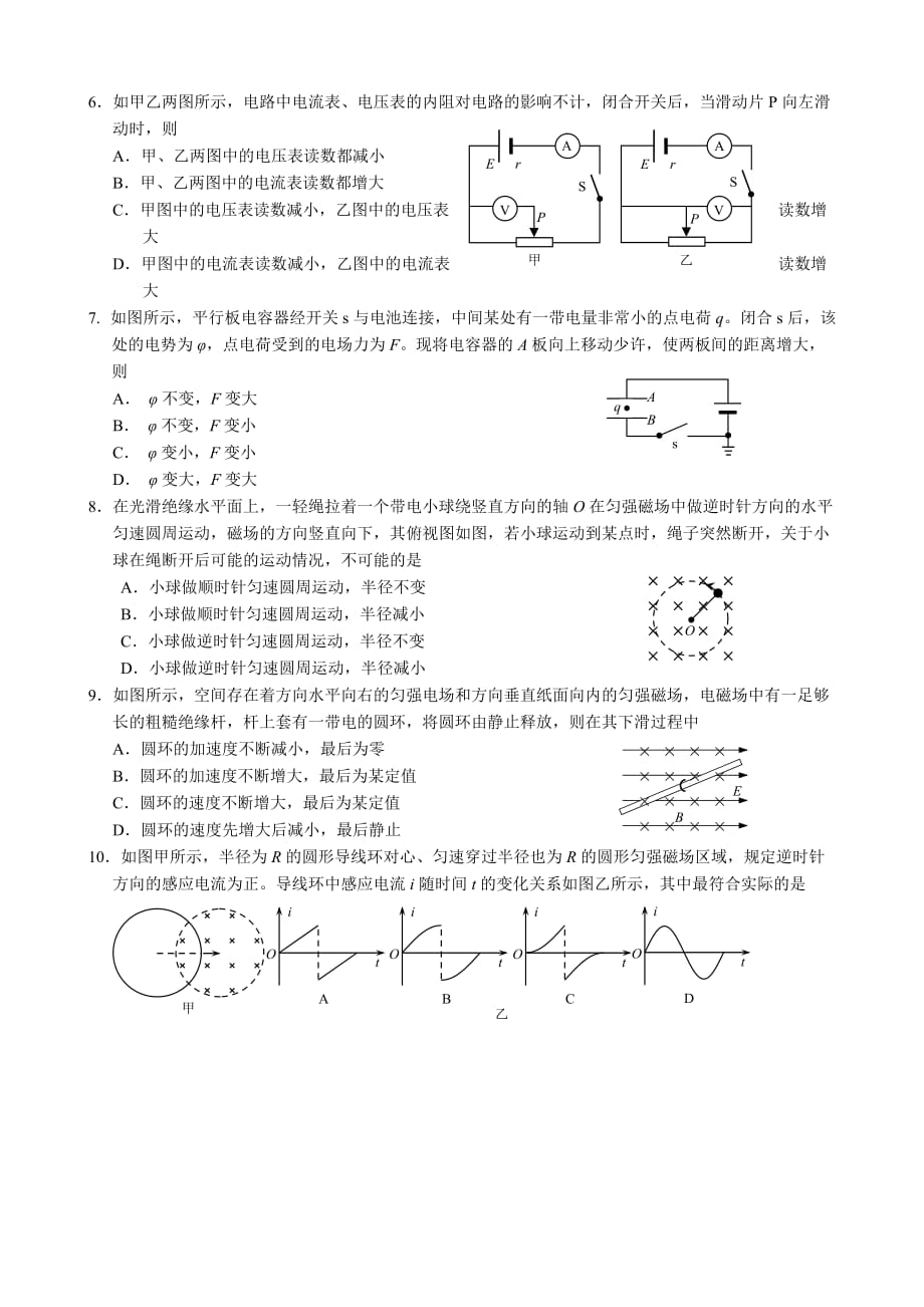 福建省2014年高二上学期期末考试物理试卷_第2页