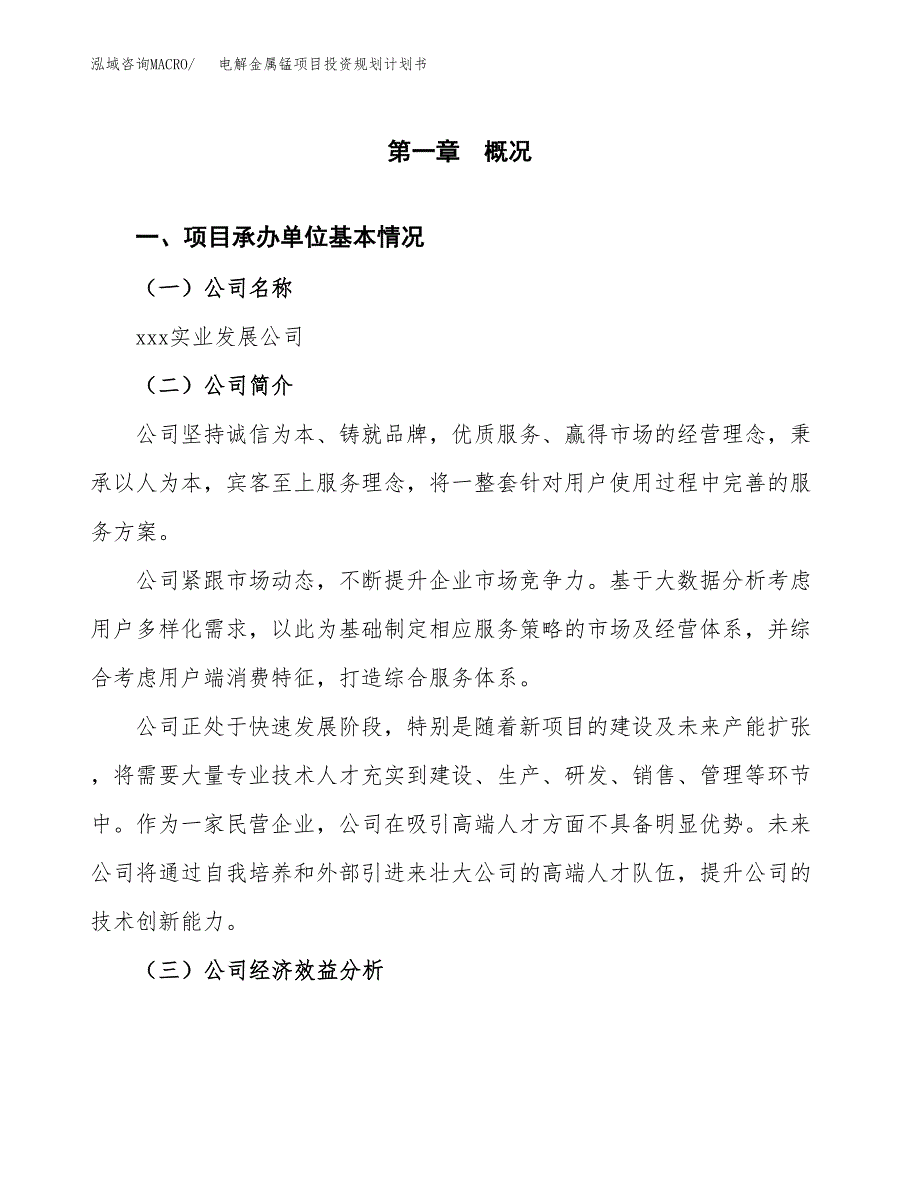 电解金属锰项目投资规划计划书.docx_第3页