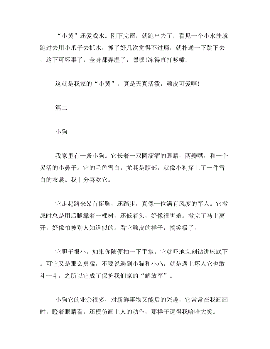 喜欢的小动物作文400字左右我喜欢的小动物小狗400字作文范文_第2页