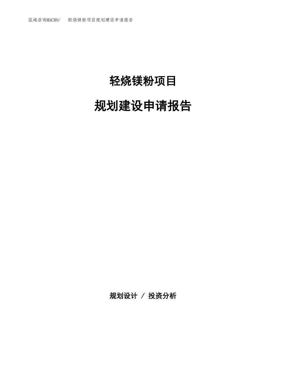 轻烧镁粉项目规划建设申请报告范文.docx_第1页