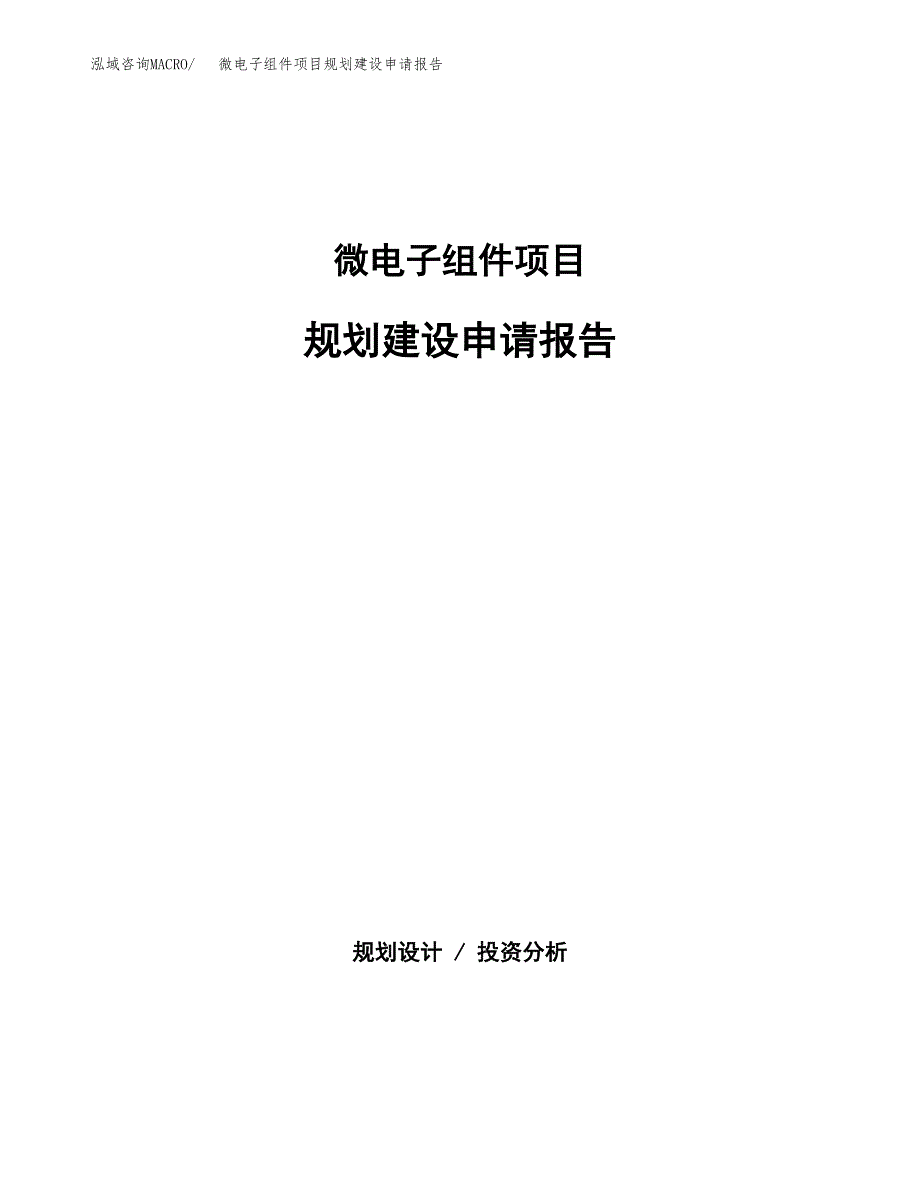 微电子组件项目规划建设申请报告范文.docx_第1页