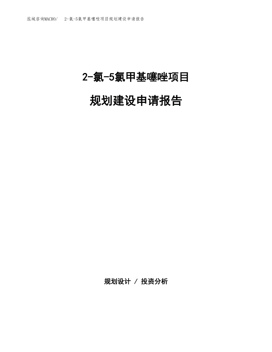 2-氯-5氯甲基噻唑项目规划建设申请报告范文.docx_第1页