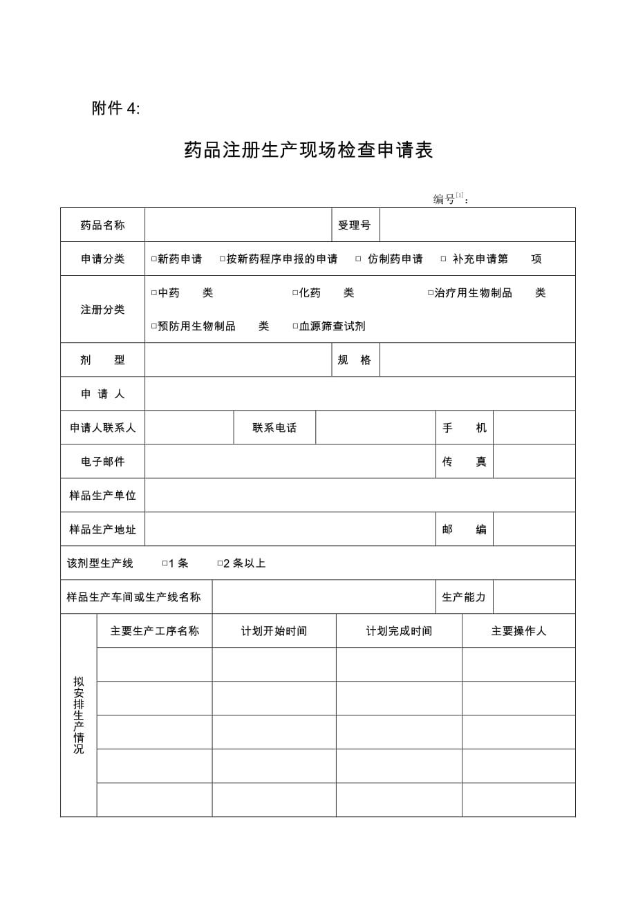 药品注册生产现场检查申请表_第1页