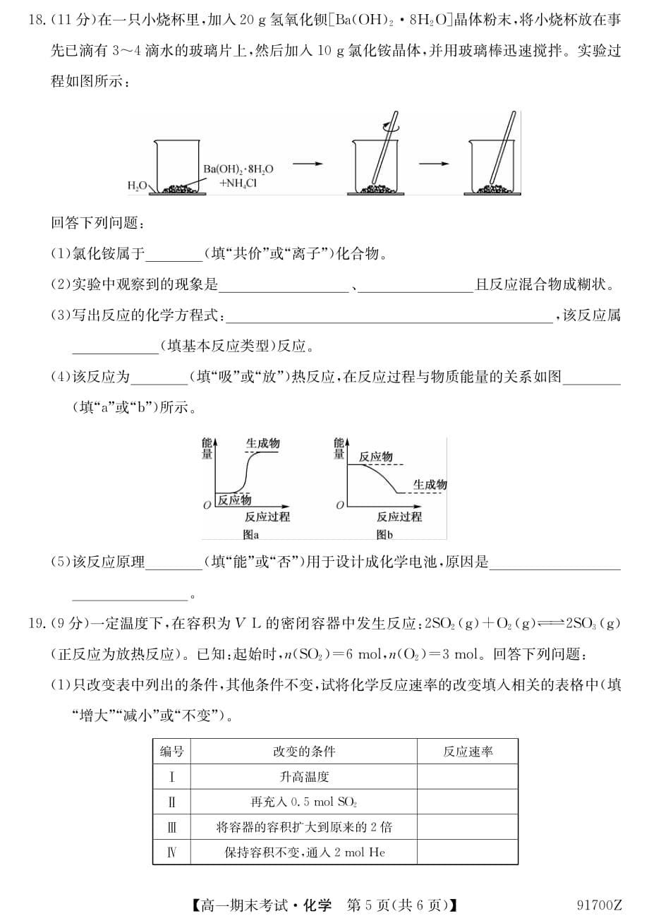 吉林省扶余市第一中学2018-2019学年高一下学期期末考试化学试题_第5页