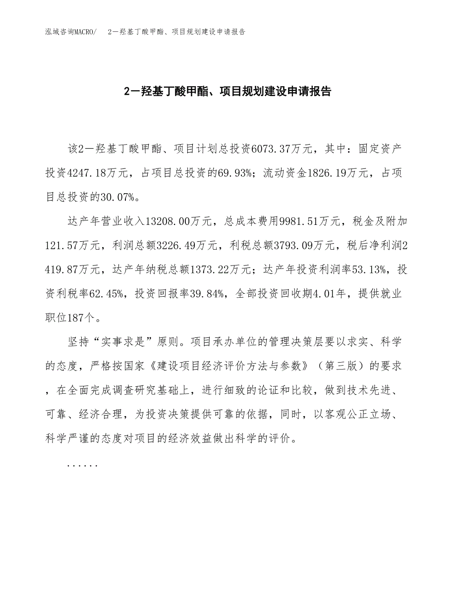 2－羟基丁酸甲酯、项目规划建设申请报告范文.docx_第2页