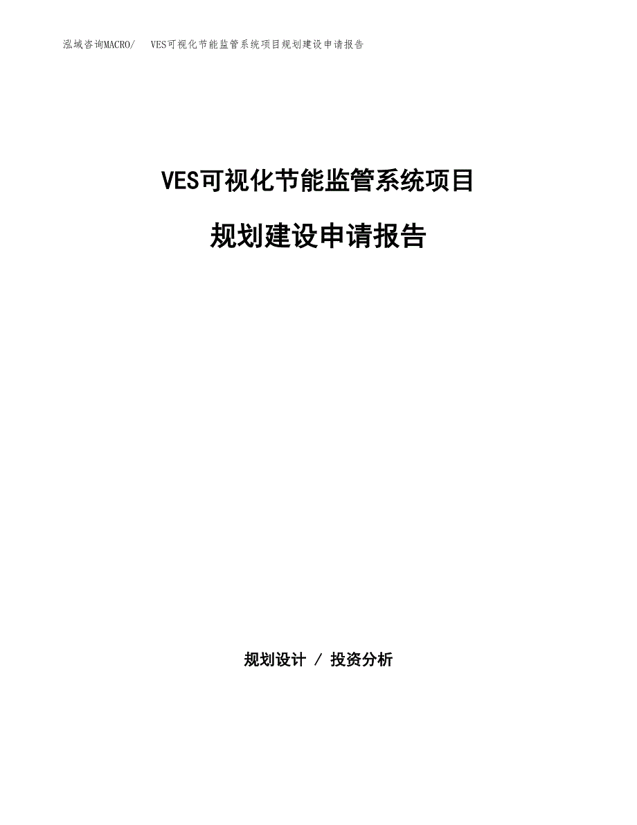 VES可视化节能监管系统项目规划建设申请报告范文.docx_第1页