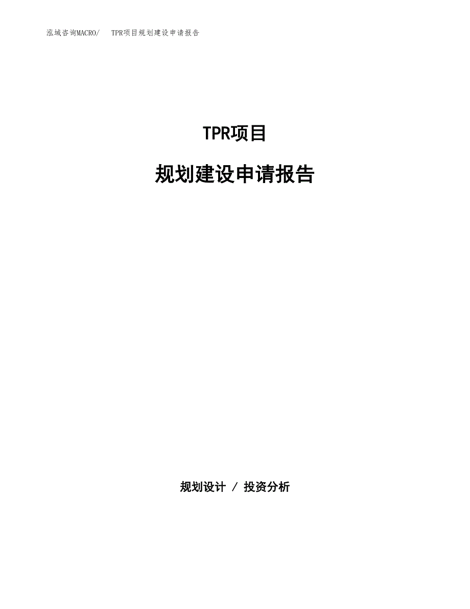 TPR项目规划建设申请报告范文.docx_第1页