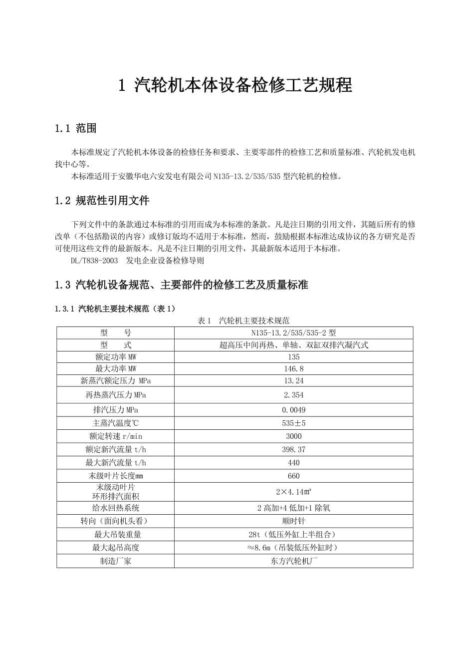 技术规范标准_2135mw流化床冷凝汽轮发电机组检修规程_第5页