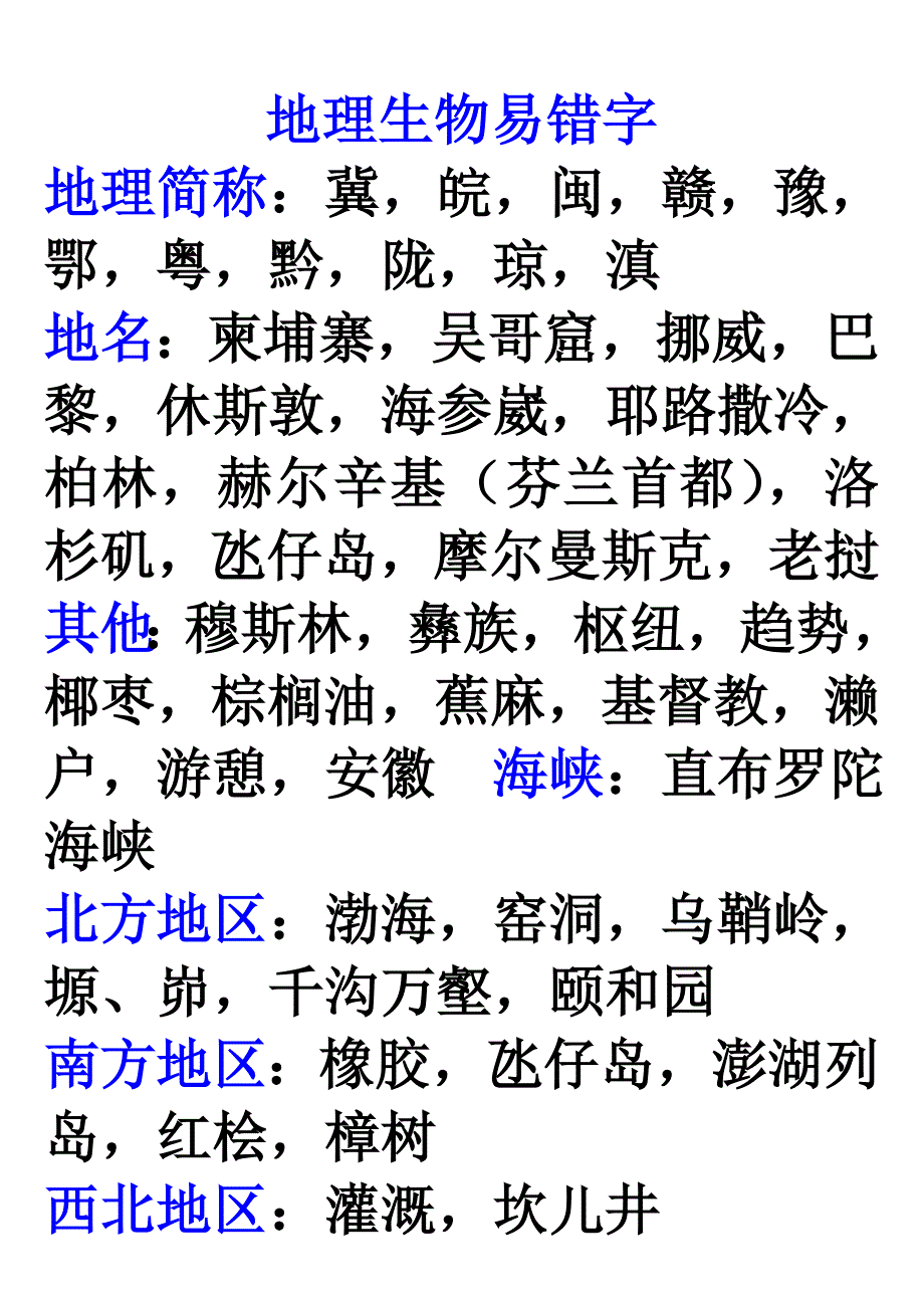 地理生物易错字_第1页