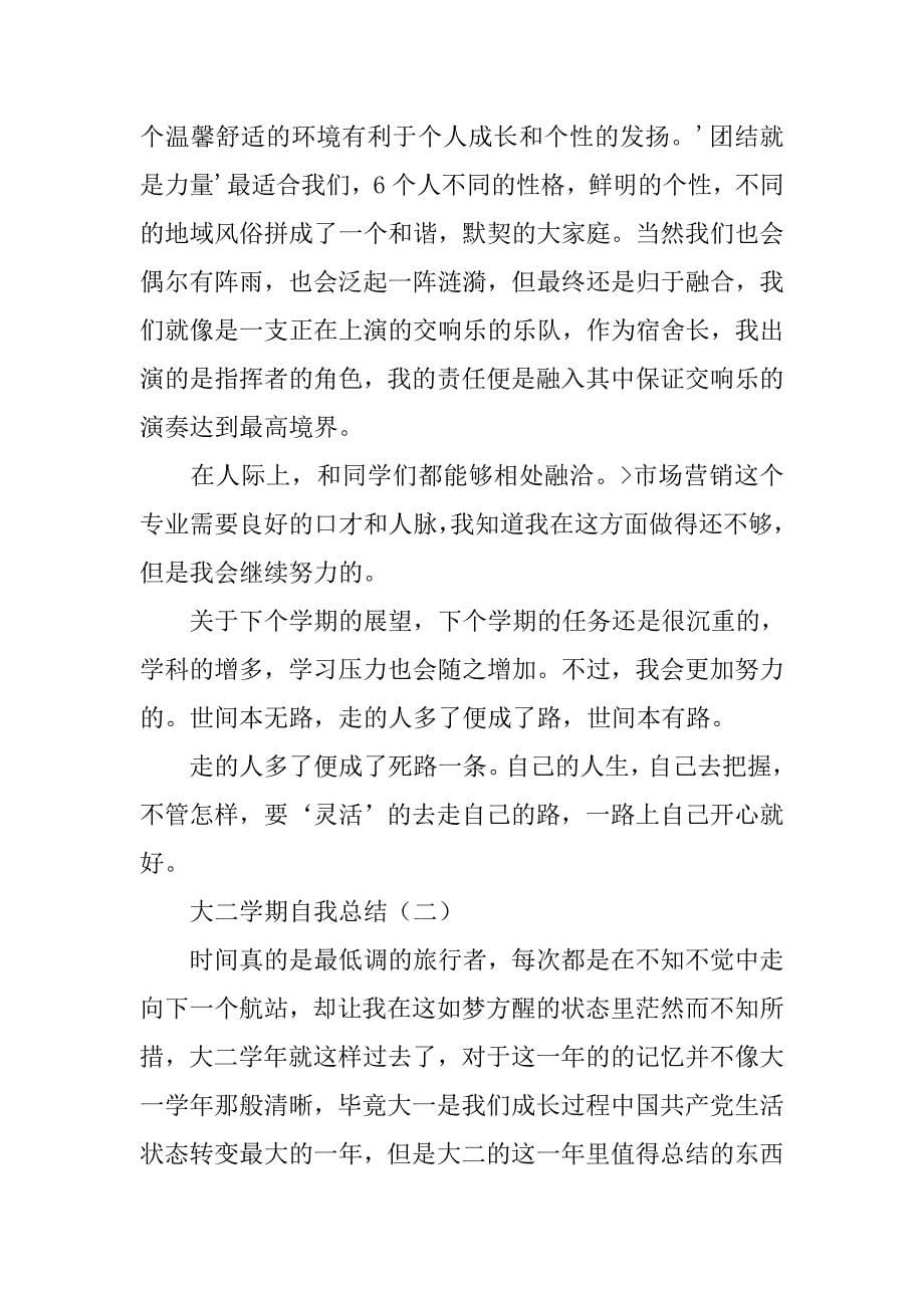 大学大二自我总结_第5页