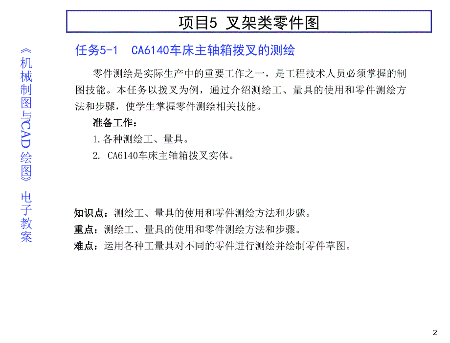 机械制图与CAD彭晓兰电子课件项目5叉架类零件_第2页