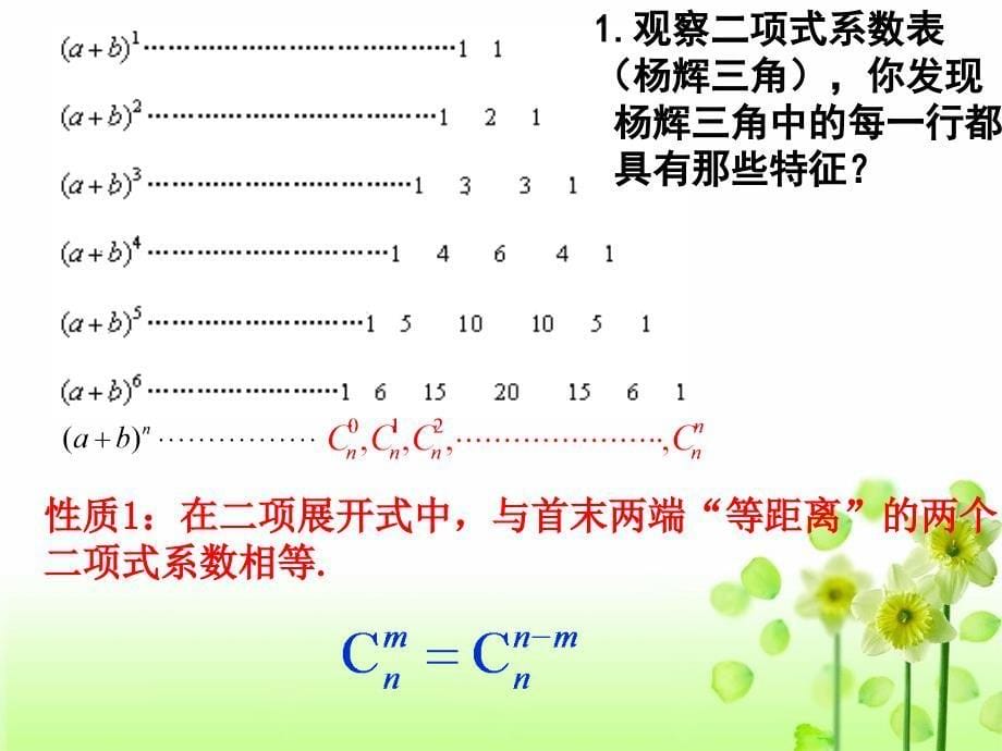 模式2选修23人教版精品课件16份1.3.2“杨辉三角”与二项系数的性质_第5页