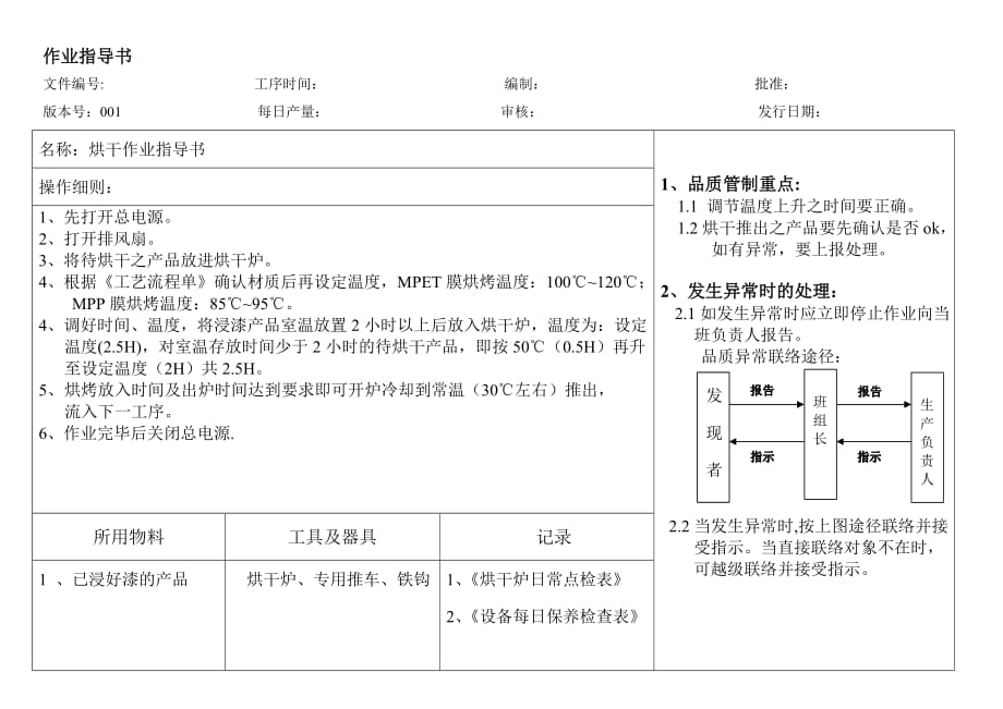 烘干作业指导表格_第1页