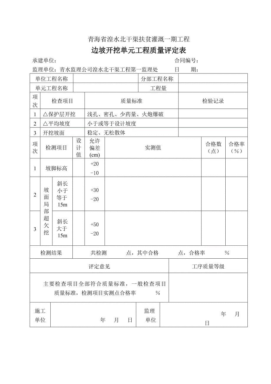 某省湟水北干渠工程质量检查验收统一使用表格_第5页