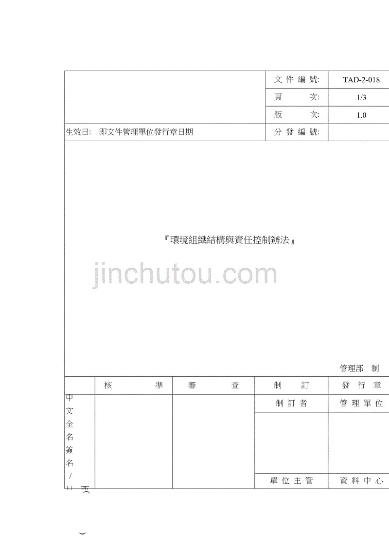 环境组织结构与责任控制制度管理_第1页