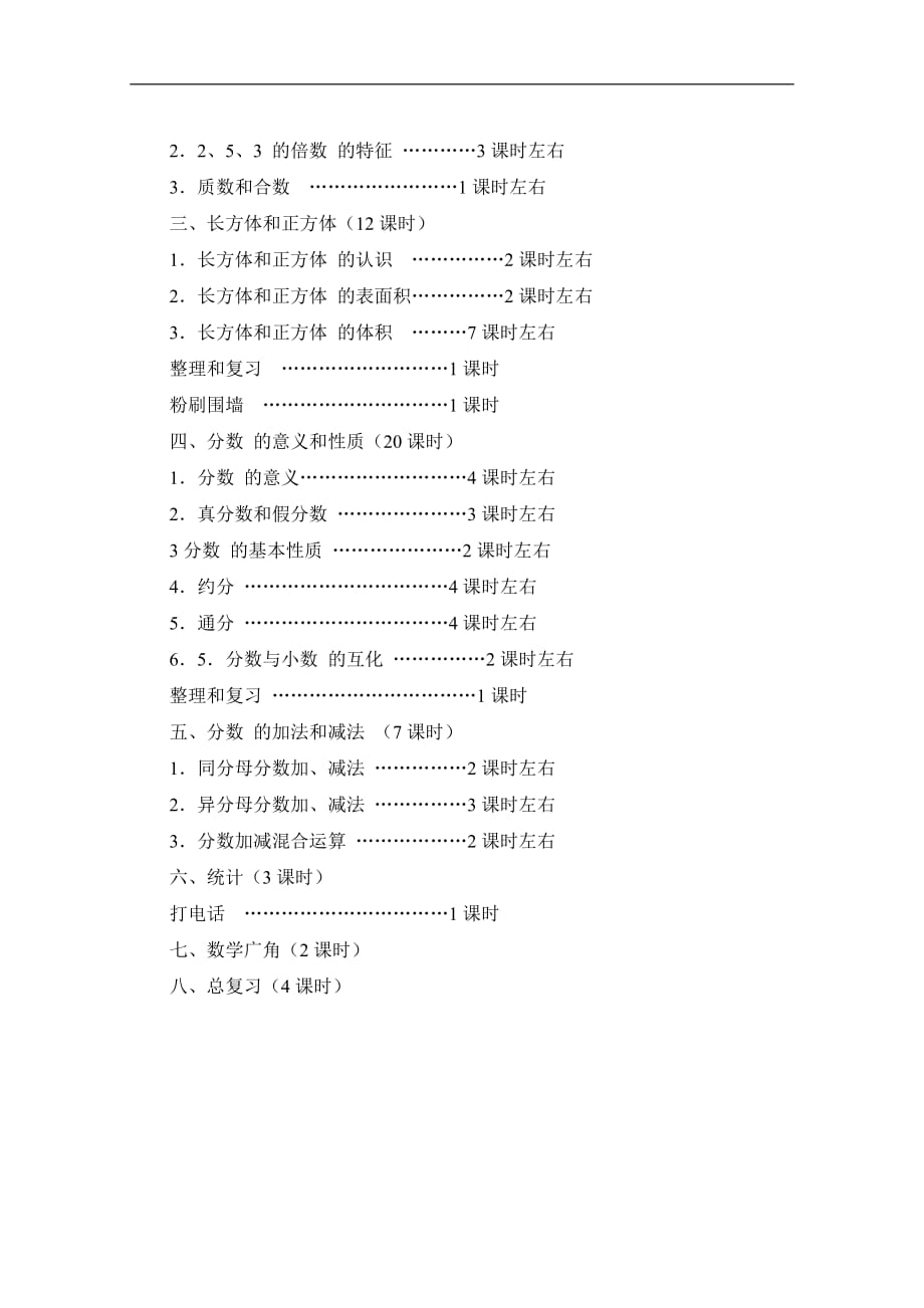 人教版五年级《数学》下册教学计划_第4页