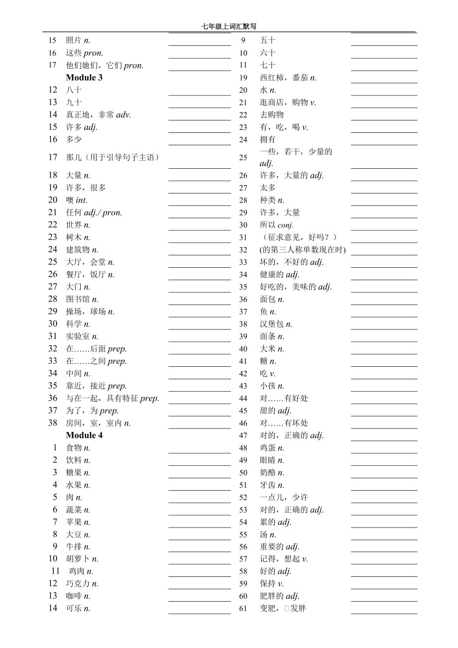 2019外研版七上单词卡_第4页