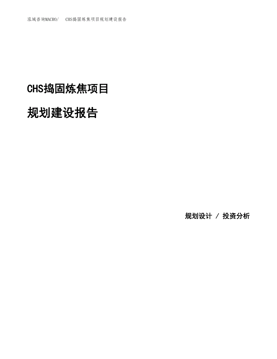 CHS捣固炼焦项目规划建设报告.docx_第1页