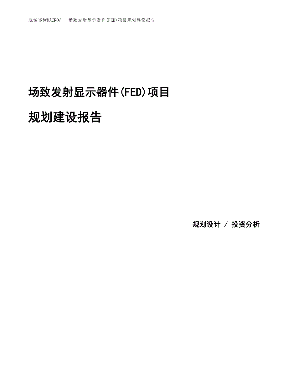 场致发射显示器件(FED)项目规划建设报告.docx_第1页