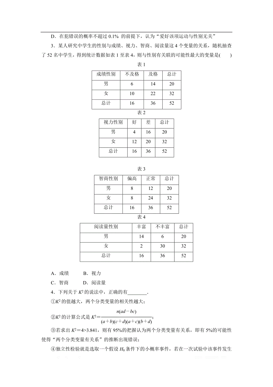 2017-2018学年高中数学人教A版选修1-2创新应用课下能力提升（二） _第4页