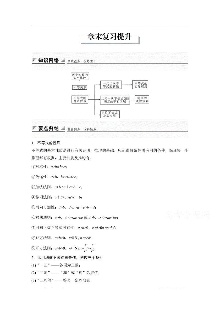 2018版高中数学（人教B版）必修五学案：第三章 章末复习提升 _第1页