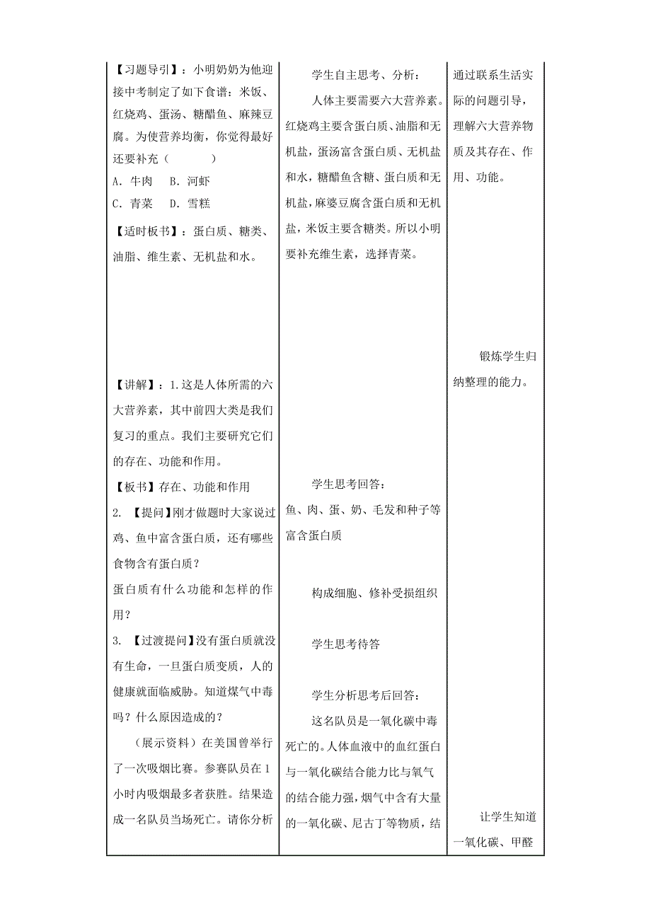 人教版九年级化学下册《第十二单元-化学与生活》教学设计_第2页