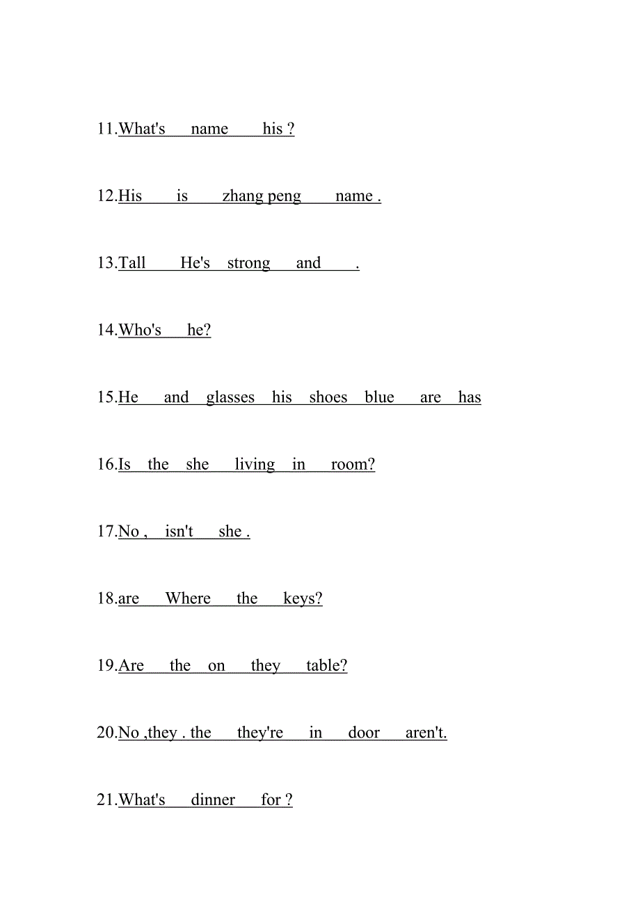 人教版四年级英语上册课后句子练习_第2页