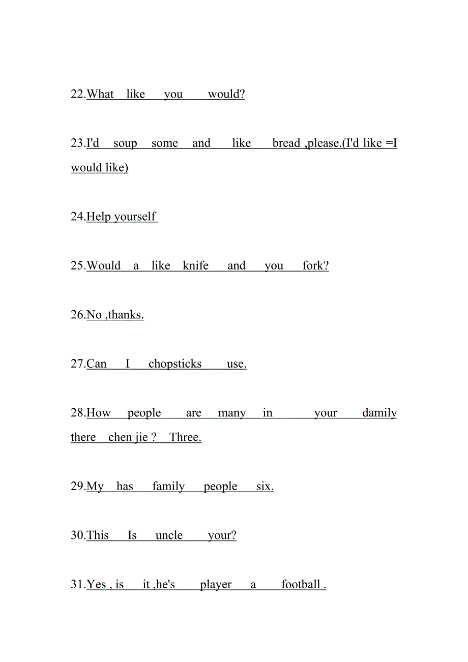 人教版四年级英语上册课后句子练习_第3页