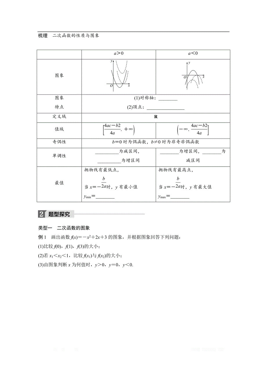 2018版高中数学人教B版必修一学案：第二单元 2.2.2　二次函数的性质与图象 _第2页