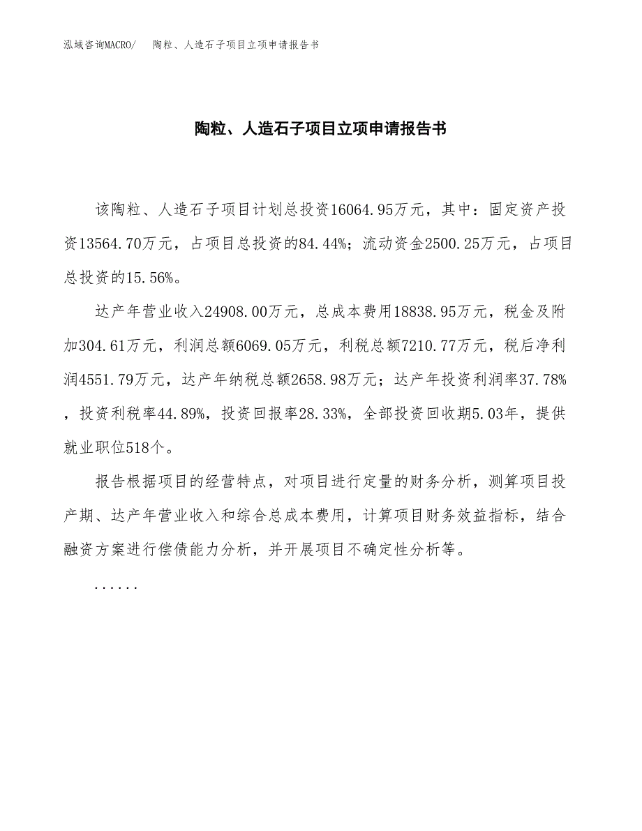 陶粒、人造石子项目立项申请报告书（总投资16000万元）_第2页