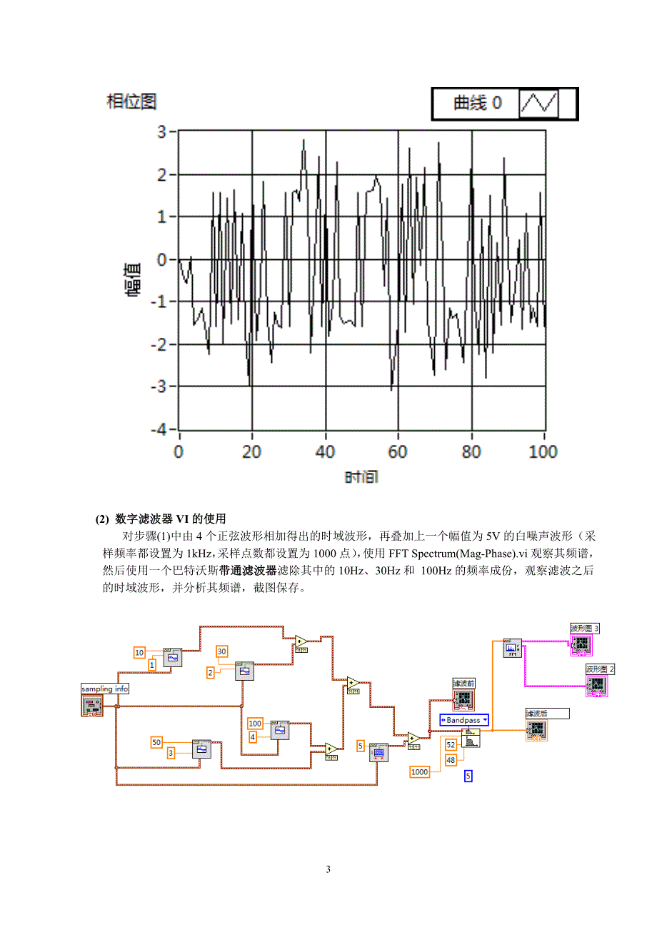 虚拟仪器实验报告 实验一  labview中的信号分析与处理_第3页