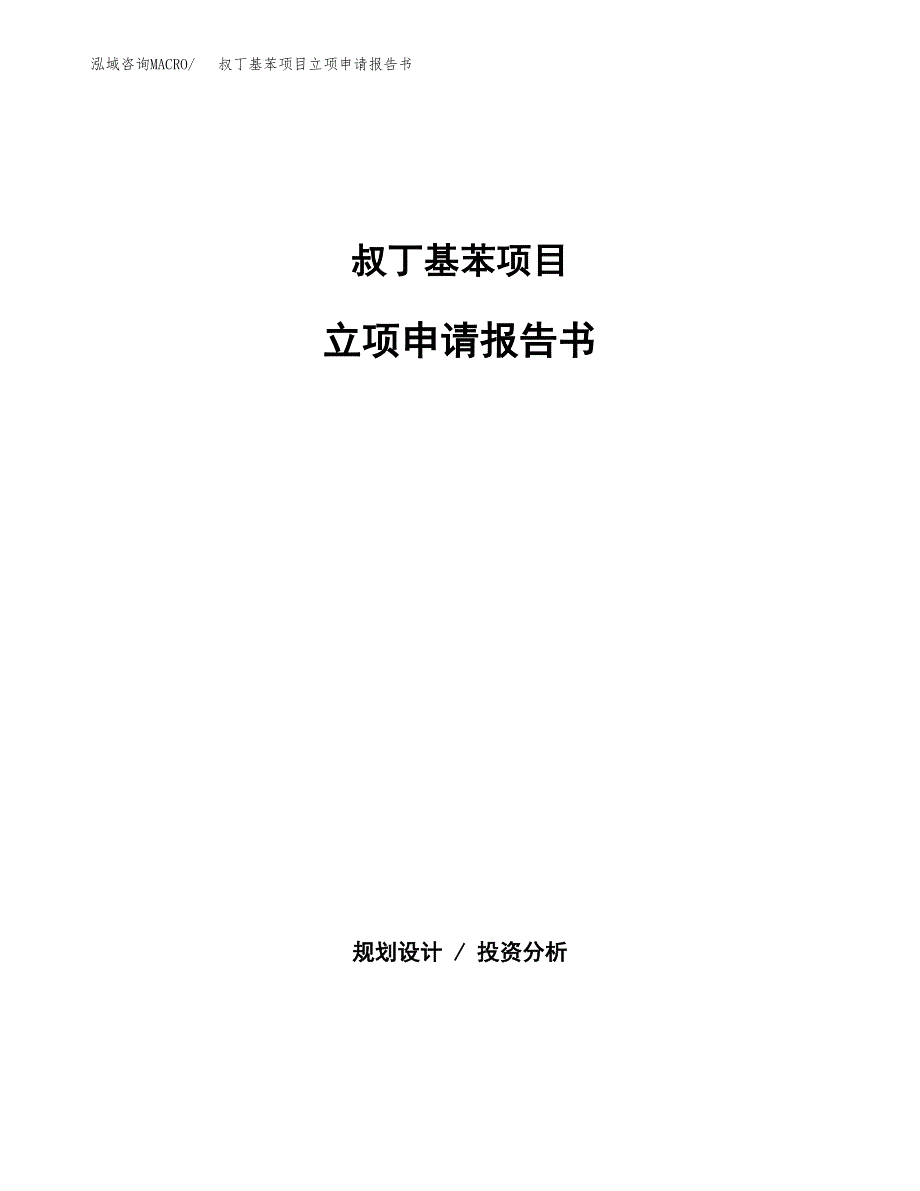 叔丁基苯项目立项申请报告书（总投资4000万元）_第1页