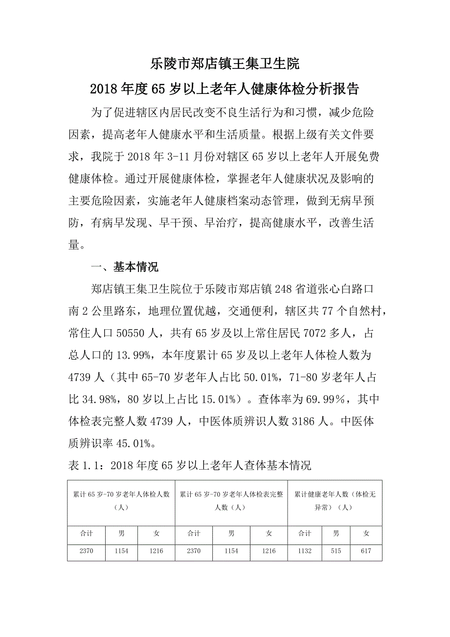 65岁以上老人查体分析报告_第1页